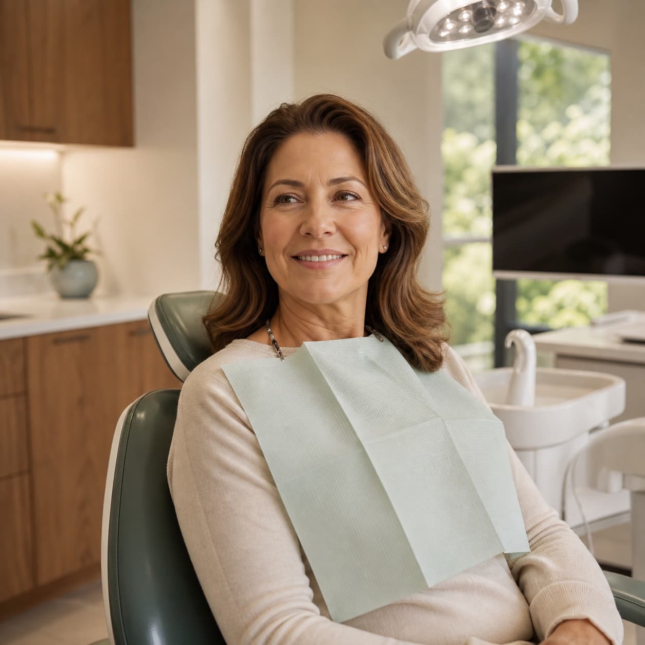 Smiling patient relaxing in the dental chair during a preventive care visit at Atlas Dental