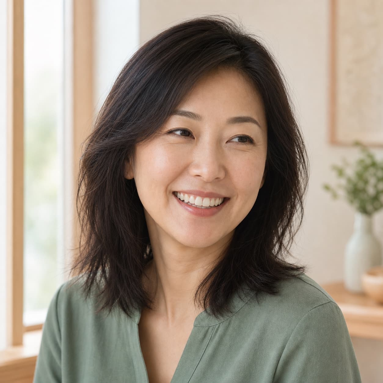 Smiling patient showing off a bright, confident smile after cosmetic dentistry at Atlas Dental